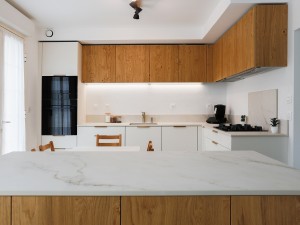 dessin cuisine blanche et bois caen