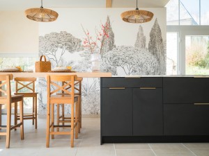inspiration cuisine noire bois zellige